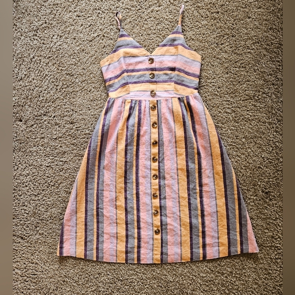 Gilli Pastel Striped Button-Down Midi Dress, Size Small - Picture 1 of 9